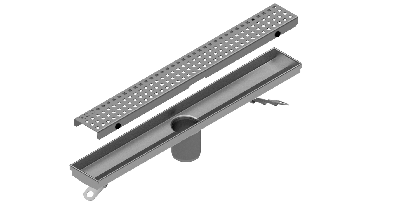 [Translate to العربية:] ACO Shower Channel with Quadrato Design grating